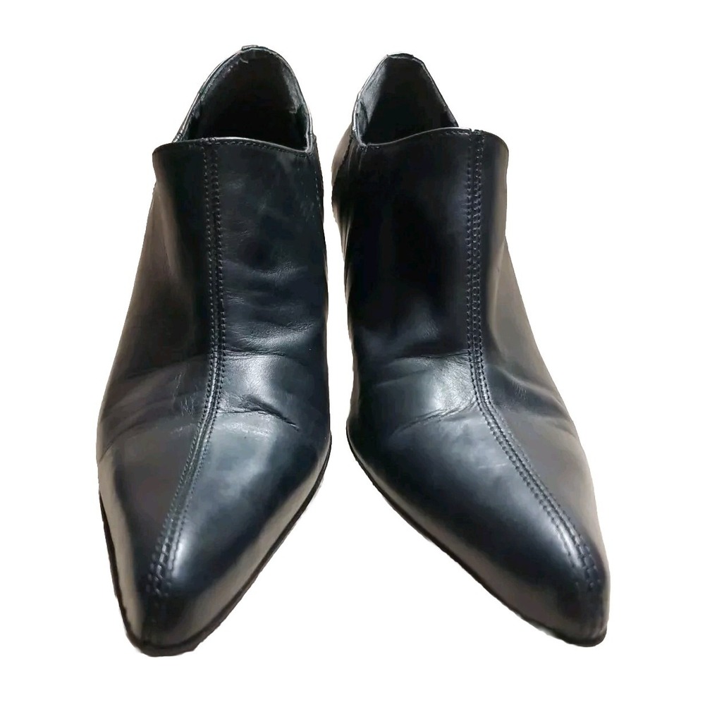 Priciples Booties, Ankle 100% Leather Pointed Stiletto‎ Black Size 39 US Size 8.